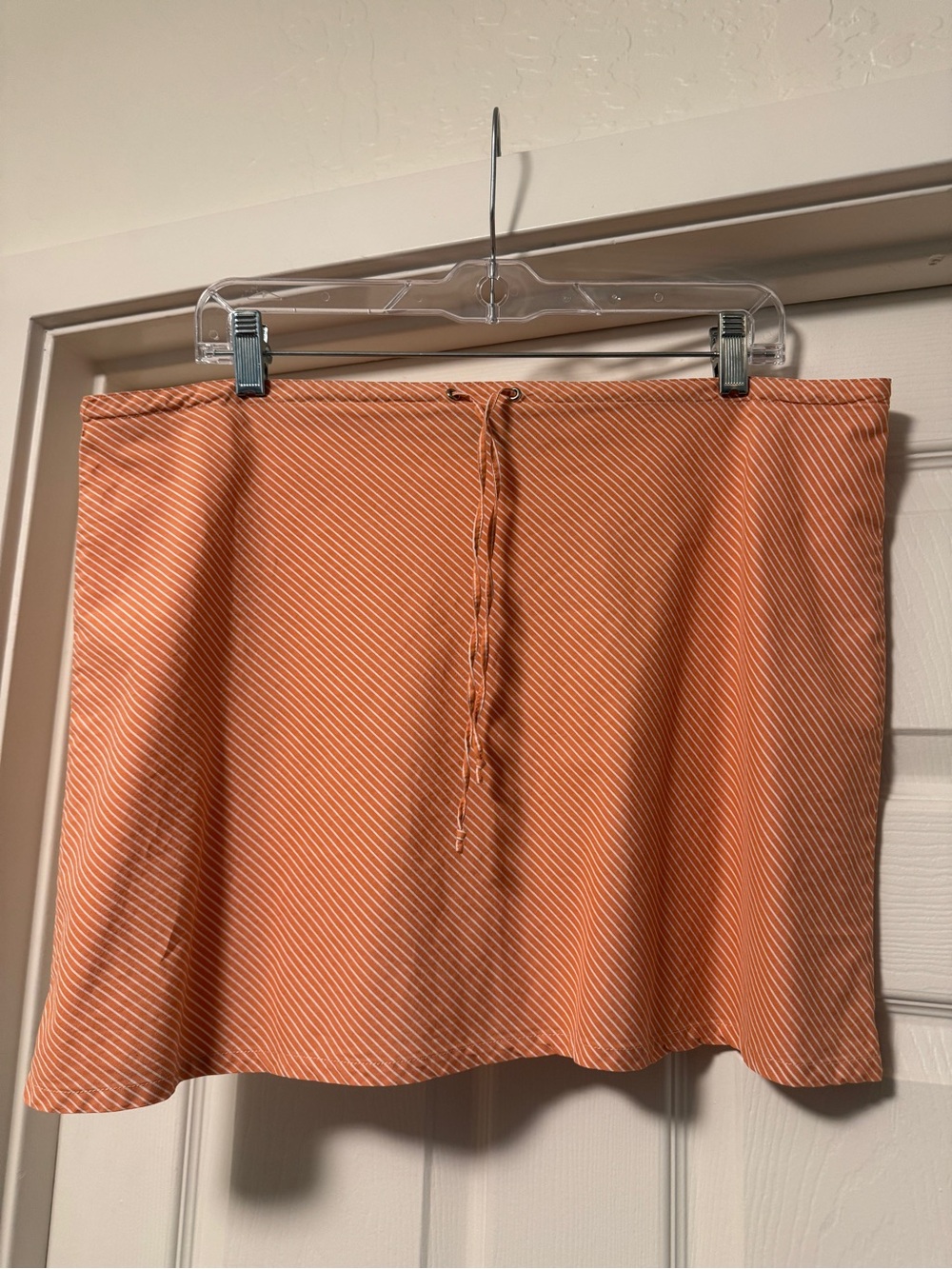 American Eagle Outfitters Orange and White-Striped Mini Skirt with Front Tie